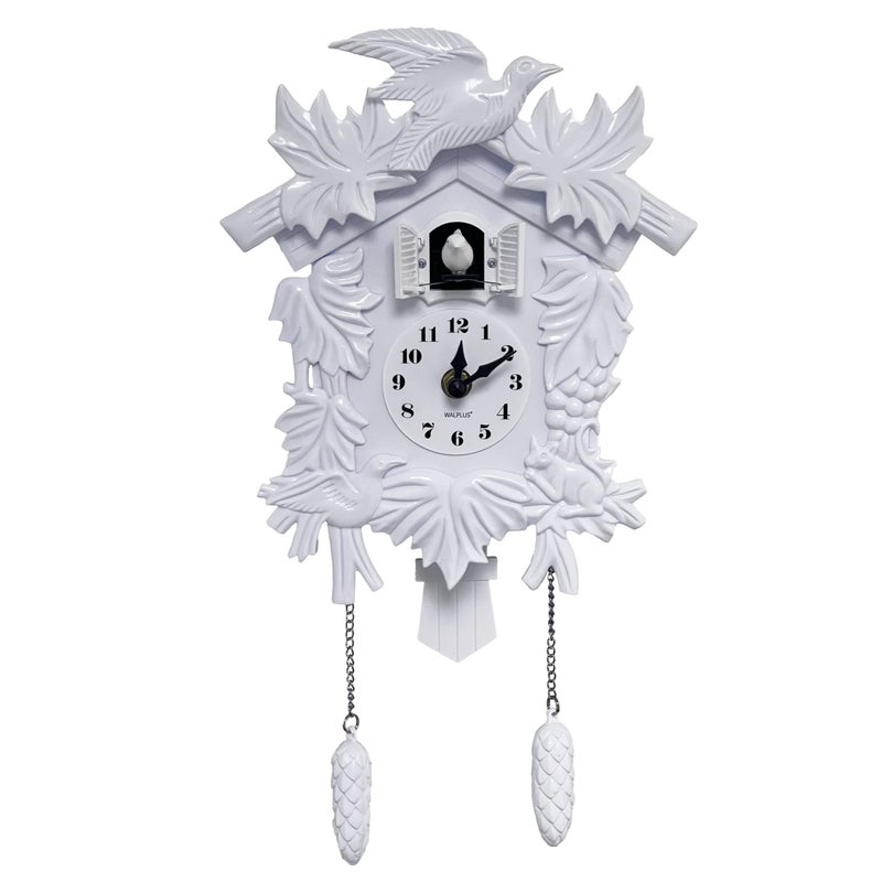 WALPLUS Chiming Cuckoo Clocks for Wall Bird Singing Cuckoo Clock Volume Adjustable Coo Coo Clock Christmas Cuckoo Clock Gift for Living Room Office Traditional Decoration Classic White - Image 4